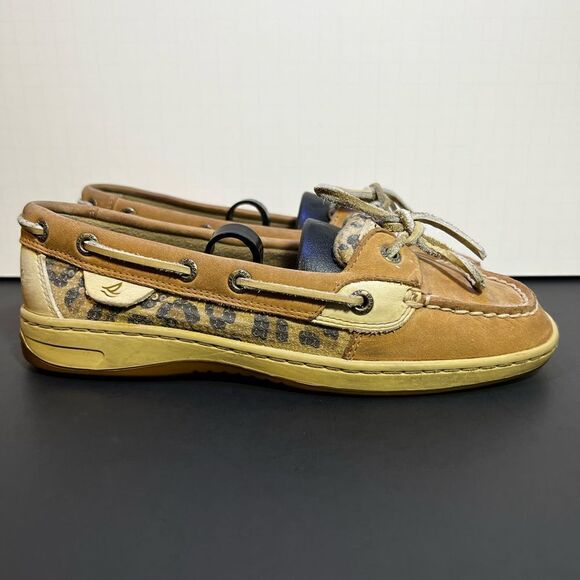 Womens SPERRY Top Sider Angelfish Sequin Leopard Print Boat Shoes / Size 6.5M - Picture 2 of 10
